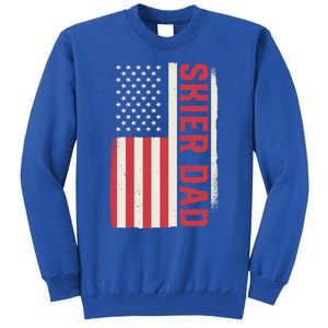 Patriotic Winter Ski Skiing Skier Dad American Flag Gift Tall Sweatshirt