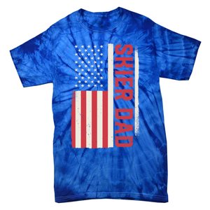 Patriotic Winter Ski Skiing Skier Dad American Flag Gift Tie-Dye T-Shirt