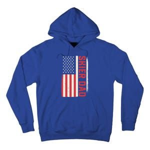 Patriotic Winter Ski Skiing Skier Dad American Flag Gift Tall Hoodie