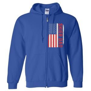 Patriotic Winter Ski Skiing Skier Dad American Flag Gift Full Zip Hoodie