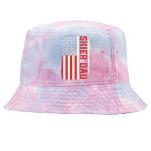 Patriotic Winter Ski Skiing Skier Dad American Flag Gift Tie-Dyed Bucket Hat