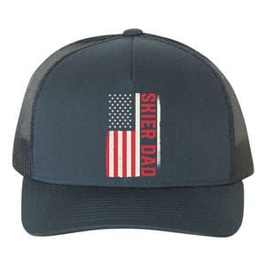 Patriotic Winter Ski Skiing Skier Dad American Flag Gift Yupoong Adult 5-Panel Trucker Hat