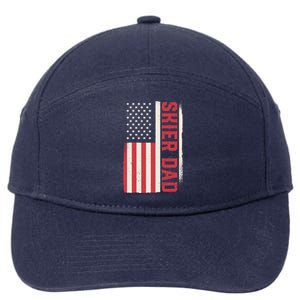 Patriotic Winter Ski Skiing Skier Dad American Flag Gift 7-Panel Snapback Hat