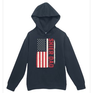 Patriotic Winter Ski Skiing Skier Dad American Flag Gift Urban Pullover Hoodie