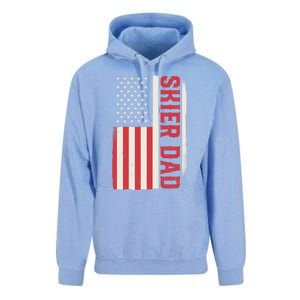 Patriotic Winter Ski Skiing Skier Dad American Flag Gift Unisex Surf Hoodie