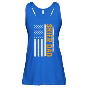 Patriotic Winter Ski Skiing Skier Dad American Flag Gift Ladies Essential Flowy Tank