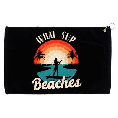 Paddleboard What Sup Beaches Girl Vintage Retro Sunset Gift Grommeted Golf Towel