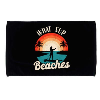 Paddleboard What Sup Beaches Girl Vintage Retro Sunset Gift Microfiber Hand Towel