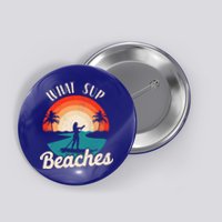 Paddleboard What Sup Beaches Girl Vintage Retro Sunset Gift Button