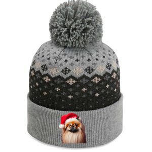 Pekingese With Santa Hat Christmas Dog Owner Lover Xmas Mom Gift The Baniff Cuffed Pom Beanie