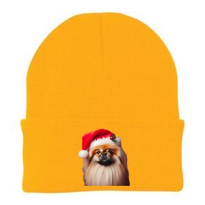 Pekingese With Santa Hat Christmas Dog Owner Lover Xmas Mom Gift Knit Cap Winter Beanie