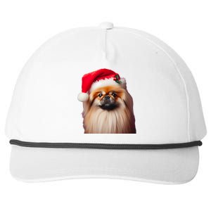 Pekingese With Santa Hat Christmas Dog Owner Lover Xmas Mom Gift Snapback Five-Panel Rope Hat