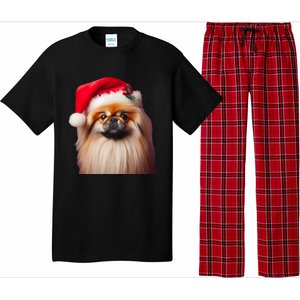 Pekingese With Santa Hat Christmas Dog Owner Lover Xmas Mom Gift Pajama Set