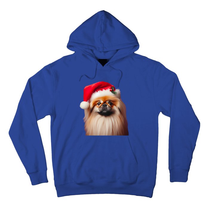 Pekingese With Santa Hat Christmas Dog Owner Lover Xmas Mom Gift Hoodie