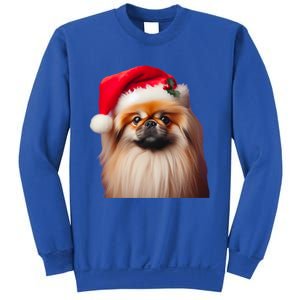 Pekingese With Santa Hat Christmas Dog Owner Lover Xmas Mom Gift Sweatshirt