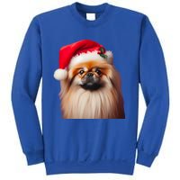 Pekingese With Santa Hat Christmas Dog Owner Lover Xmas Mom Gift Sweatshirt