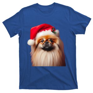 Pekingese With Santa Hat Christmas Dog Owner Lover Xmas Mom Gift T-Shirt