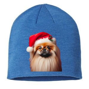 Pekingese With Santa Hat Christmas Dog Owner Lover Xmas Mom Gift Sustainable Beanie