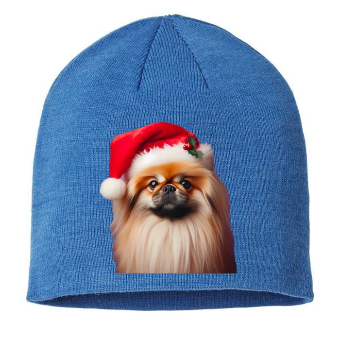 Pekingese With Santa Hat Christmas Dog Owner Lover Xmas Mom Gift Sustainable Beanie