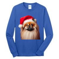 Pekingese With Santa Hat Christmas Dog Owner Lover Xmas Mom Gift Tall Long Sleeve T-Shirt