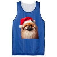 Pekingese With Santa Hat Christmas Dog Owner Lover Xmas Mom Gift Mesh Reversible Basketball Jersey Tank