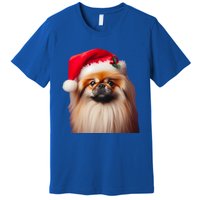 Pekingese With Santa Hat Christmas Dog Owner Lover Xmas Mom Gift Premium T-Shirt