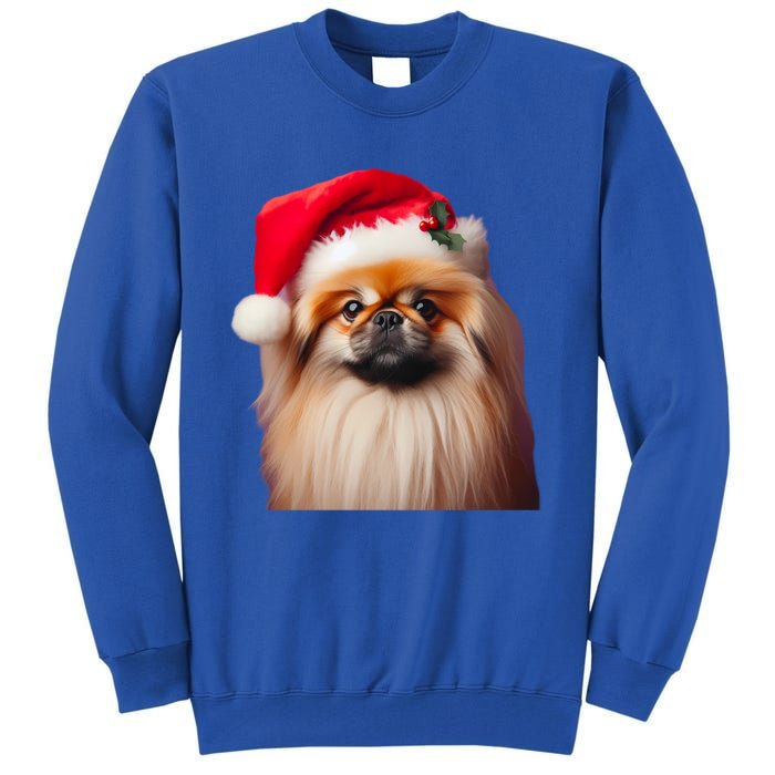 Pekingese With Santa Hat Christmas Dog Owner Lover Xmas Mom Gift Tall Sweatshirt