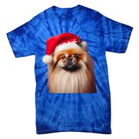 Pekingese With Santa Hat Christmas Dog Owner Lover Xmas Mom Gift Tie-Dye T-Shirt