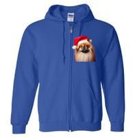 Pekingese With Santa Hat Christmas Dog Owner Lover Xmas Mom Gift Full Zip Hoodie