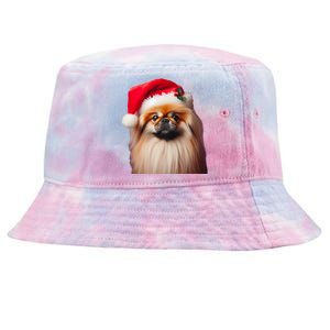 Pekingese With Santa Hat Christmas Dog Owner Lover Xmas Mom Gift Tie-Dyed Bucket Hat