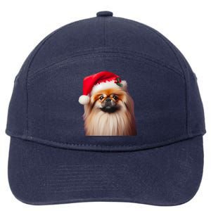 Pekingese With Santa Hat Christmas Dog Owner Lover Xmas Mom Gift 7-Panel Snapback Hat