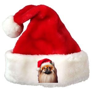 Pekingese With Santa Hat Christmas Dog Owner Lover Xmas Mom Gift Premium Christmas Santa Hat