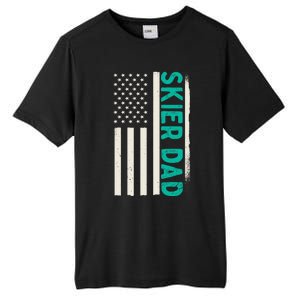 Patriotic Winter Ski Skiing Skier Dad American Flag Gift Tall Fusion ChromaSoft Performance T-Shirt