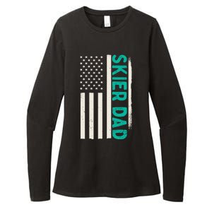 Patriotic Winter Ski Skiing Skier Dad American Flag Gift Womens CVC Long Sleeve Shirt