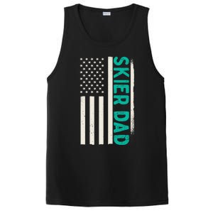 Patriotic Winter Ski Skiing Skier Dad American Flag Gift PosiCharge Competitor Tank