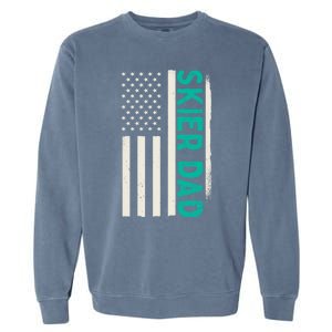 Patriotic Winter Ski Skiing Skier Dad American Flag Gift Garment-Dyed Sweatshirt