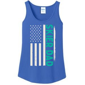 Patriotic Winter Ski Skiing Skier Dad American Flag Gift Ladies Essential Tank