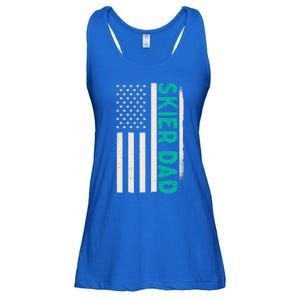 Patriotic Winter Ski Skiing Skier Dad American Flag Gift Ladies Essential Flowy Tank