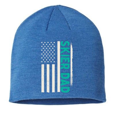 Patriotic Winter Ski Skiing Skier Dad American Flag Gift Sustainable Beanie