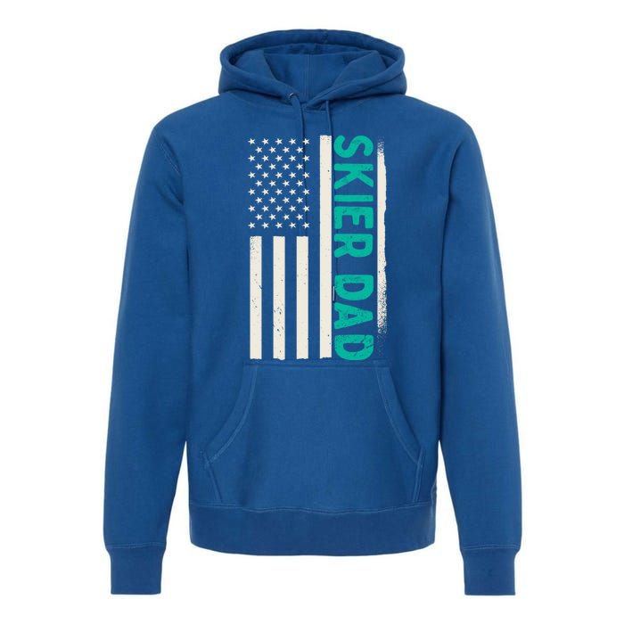 Patriotic Winter Ski Skiing Skier Dad American Flag Gift Premium Hoodie