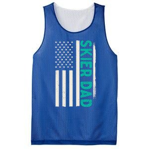 Patriotic Winter Ski Skiing Skier Dad American Flag Gift Mesh Reversible Basketball Jersey Tank