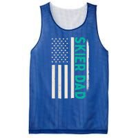 Patriotic Winter Ski Skiing Skier Dad American Flag Gift Mesh Reversible Basketball Jersey Tank