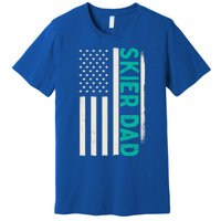 Patriotic Winter Ski Skiing Skier Dad American Flag Gift Premium T-Shirt