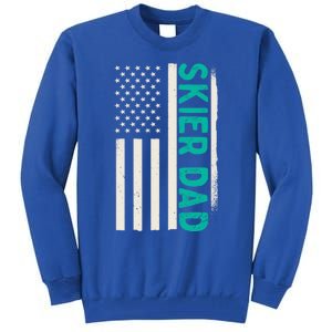 Patriotic Winter Ski Skiing Skier Dad American Flag Gift Tall Sweatshirt