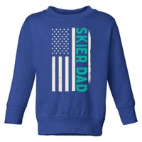 Patriotic Winter Ski Skiing Skier Dad American Flag Gift Toddler Sweatshirt