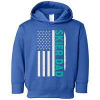 Patriotic Winter Ski Skiing Skier Dad American Flag Gift Toddler Hoodie