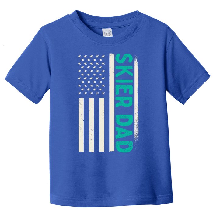 Patriotic Winter Ski Skiing Skier Dad American Flag Gift Toddler T-Shirt