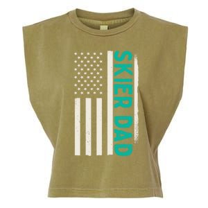 Patriotic Winter Ski Skiing Skier Dad American Flag Gift Garment-Dyed Women's Muscle Tee