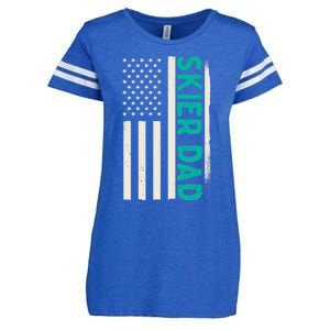 Patriotic Winter Ski Skiing Skier Dad American Flag Gift Enza Ladies Jersey Football T-Shirt