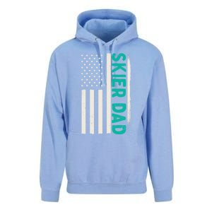 Patriotic Winter Ski Skiing Skier Dad American Flag Gift Unisex Surf Hoodie